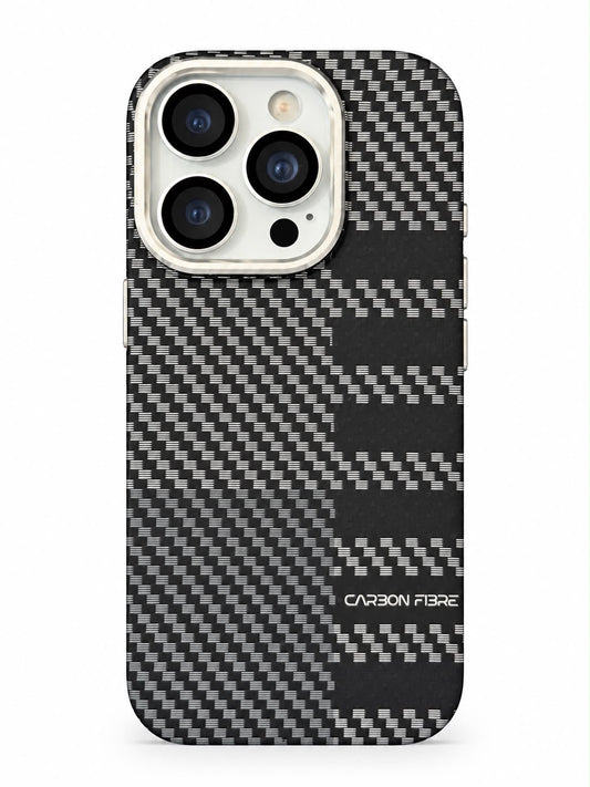 iPhone 16 Pro black carbon fiber weave phone case