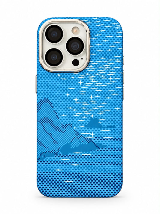iPhone 16 Pro carbon fiber blue mountain phone case