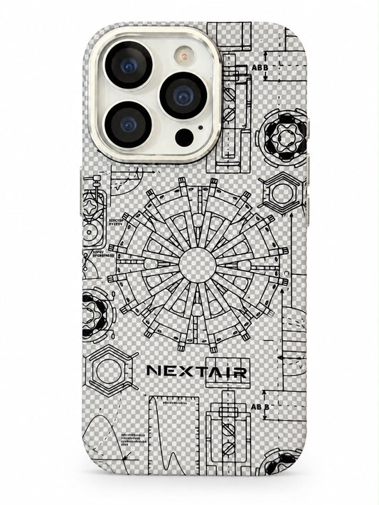 iPhone 16 Pro carbon fiber style technical design phone case