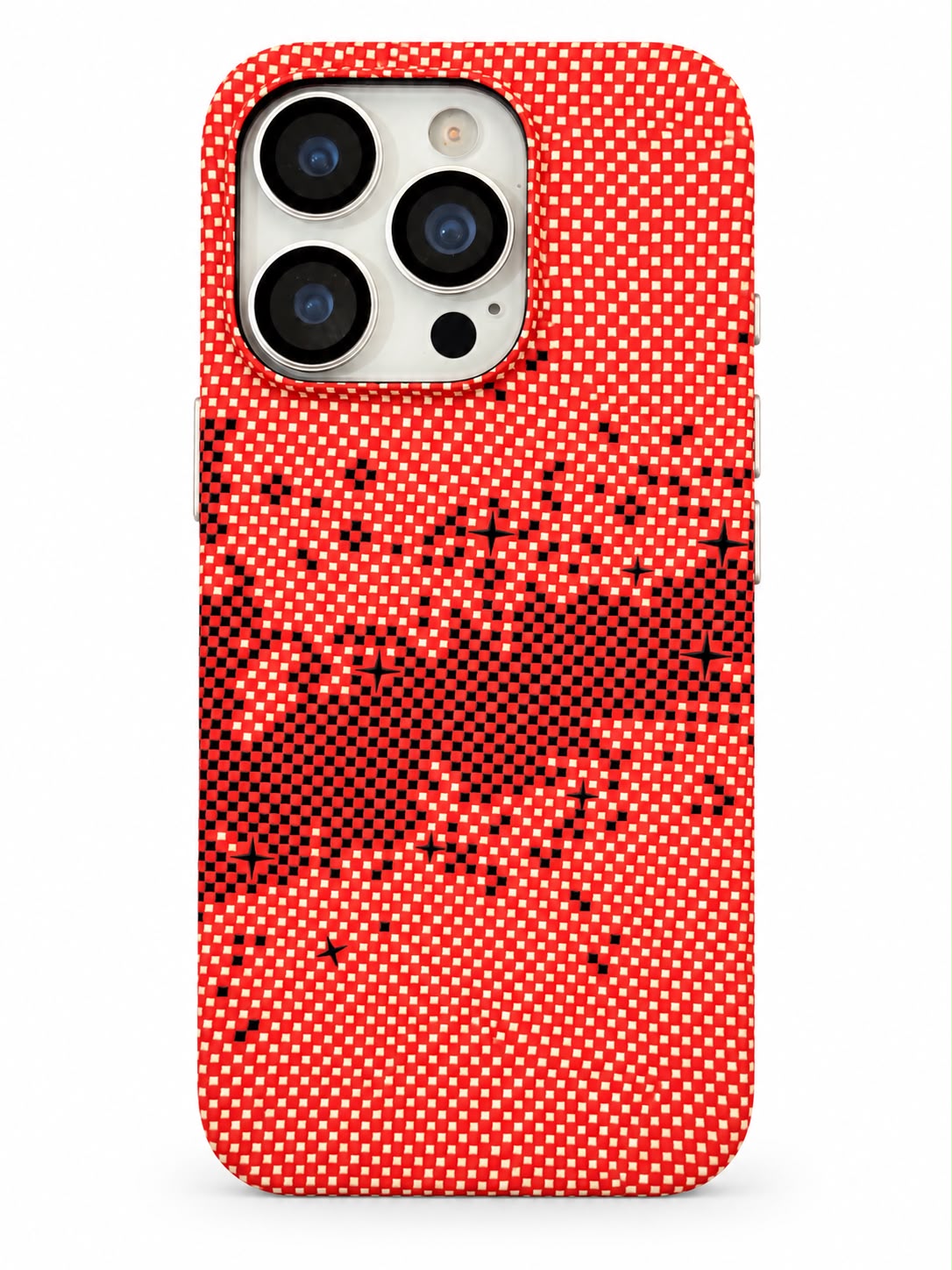 iPhone 16 Pro red carbon fiber star pattern phone case
