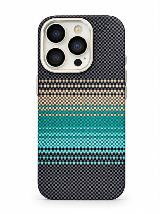 iPhone 16 Pro carbon fiber teal gradient phone case