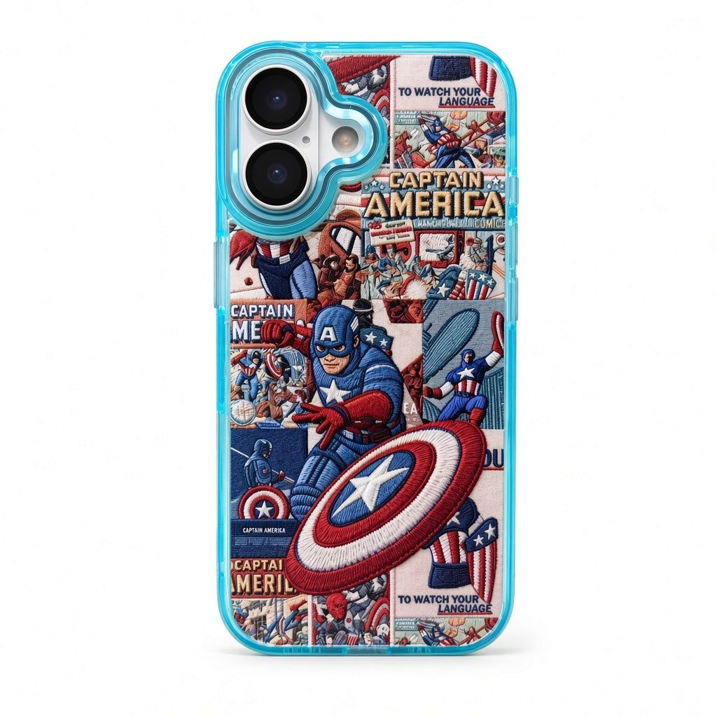 iPhone 17 Captain America comic clear case front view