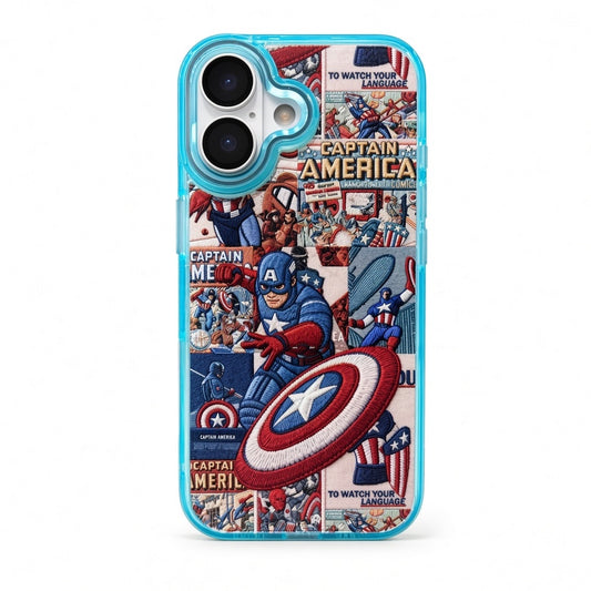 iPhone 17 Captain America comic clear case front view