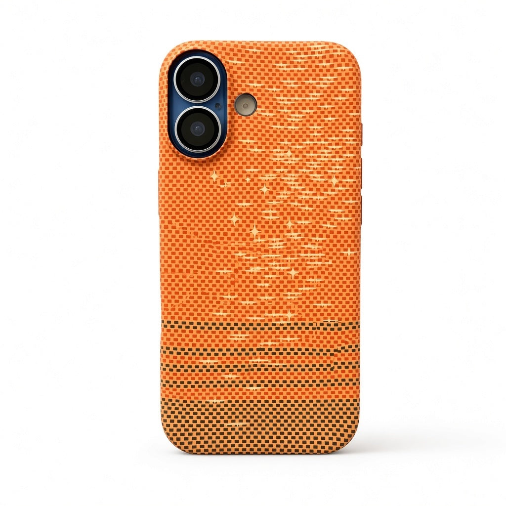 iPhone 17 orange stripe carbon fiber style case