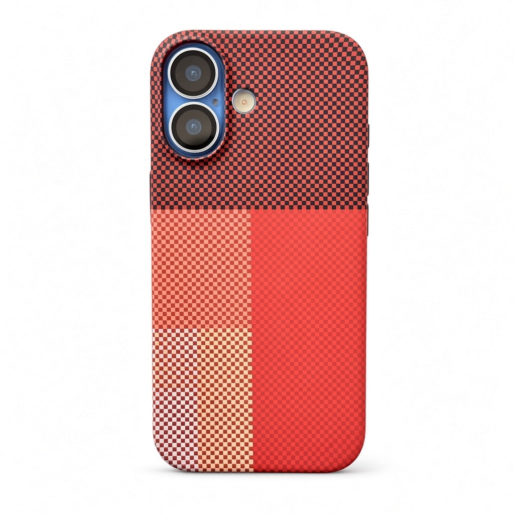 iPhone 17 red block carbon fiber style case