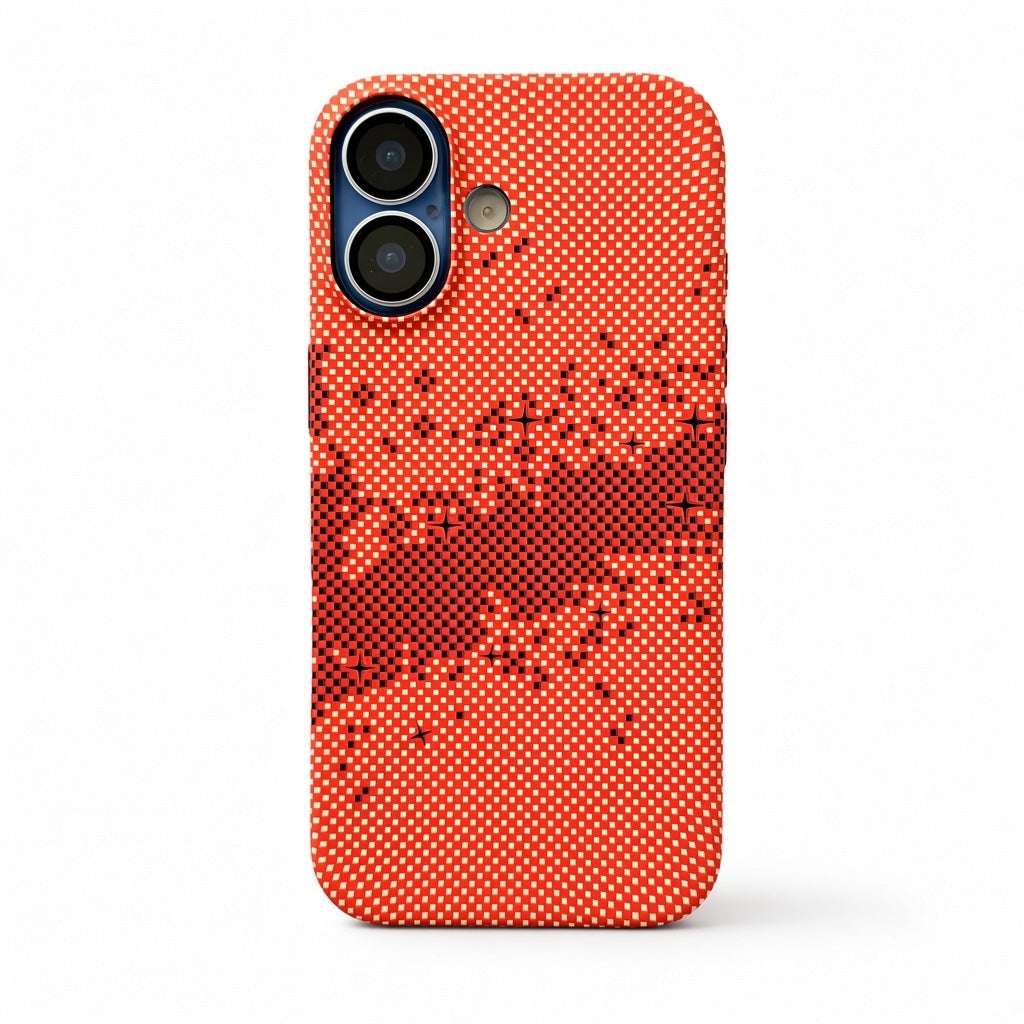 iPhone 17 red star carbon fiber style case