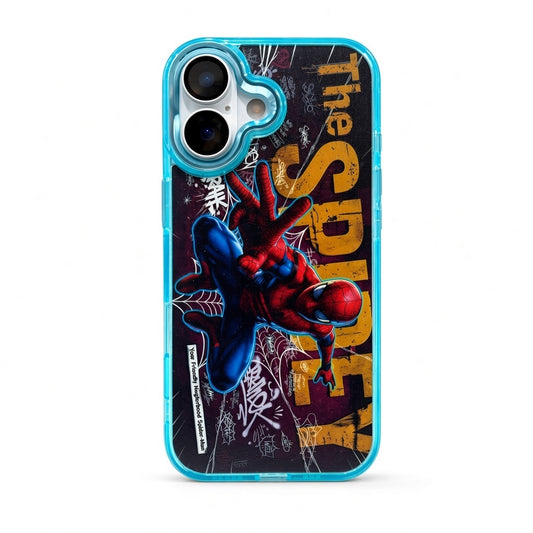 iPhone 17 Spider-Man graffiti clear case front view