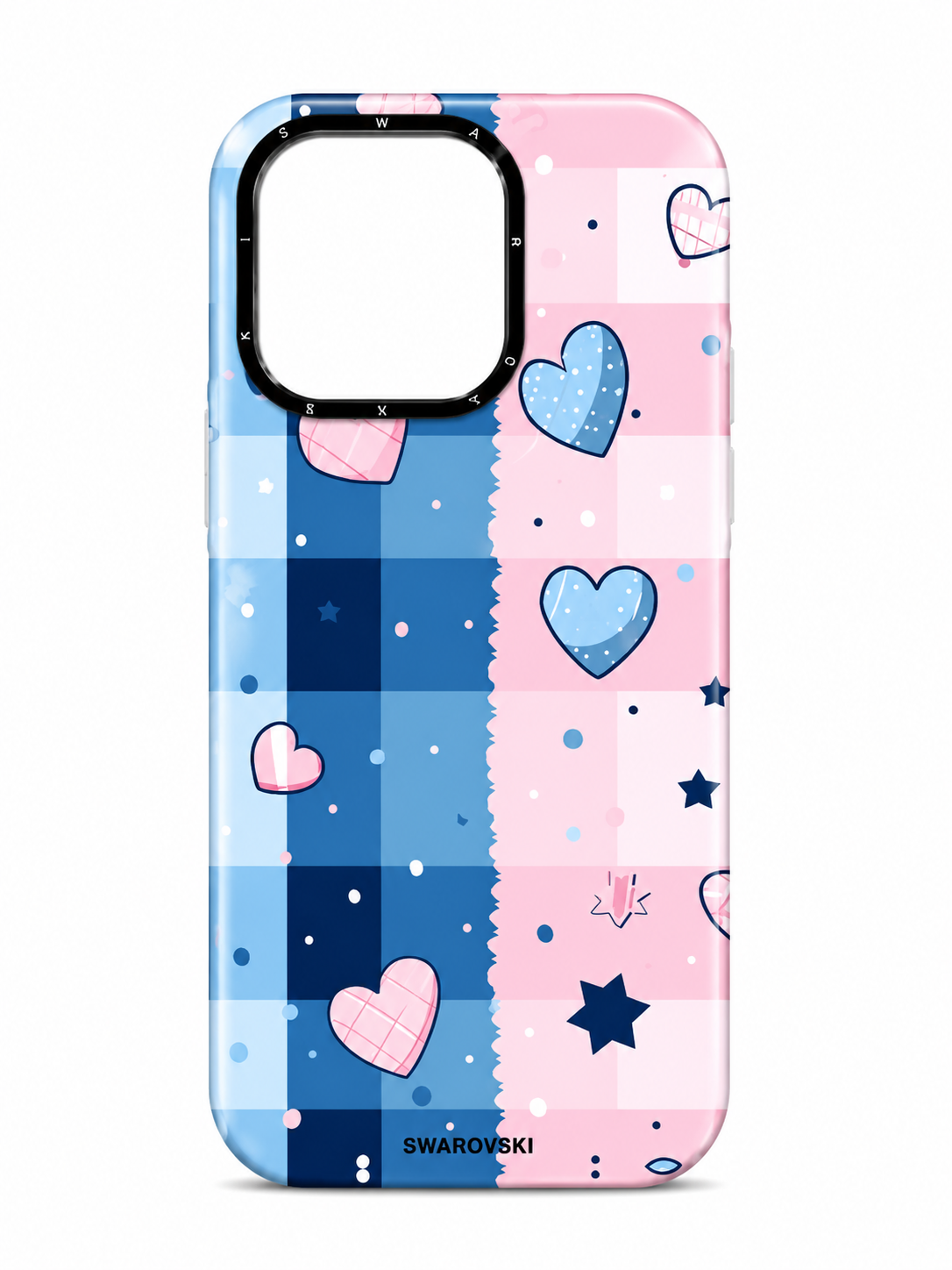 Pink & Blue Heart Print Case for iPhone 16 Pro
