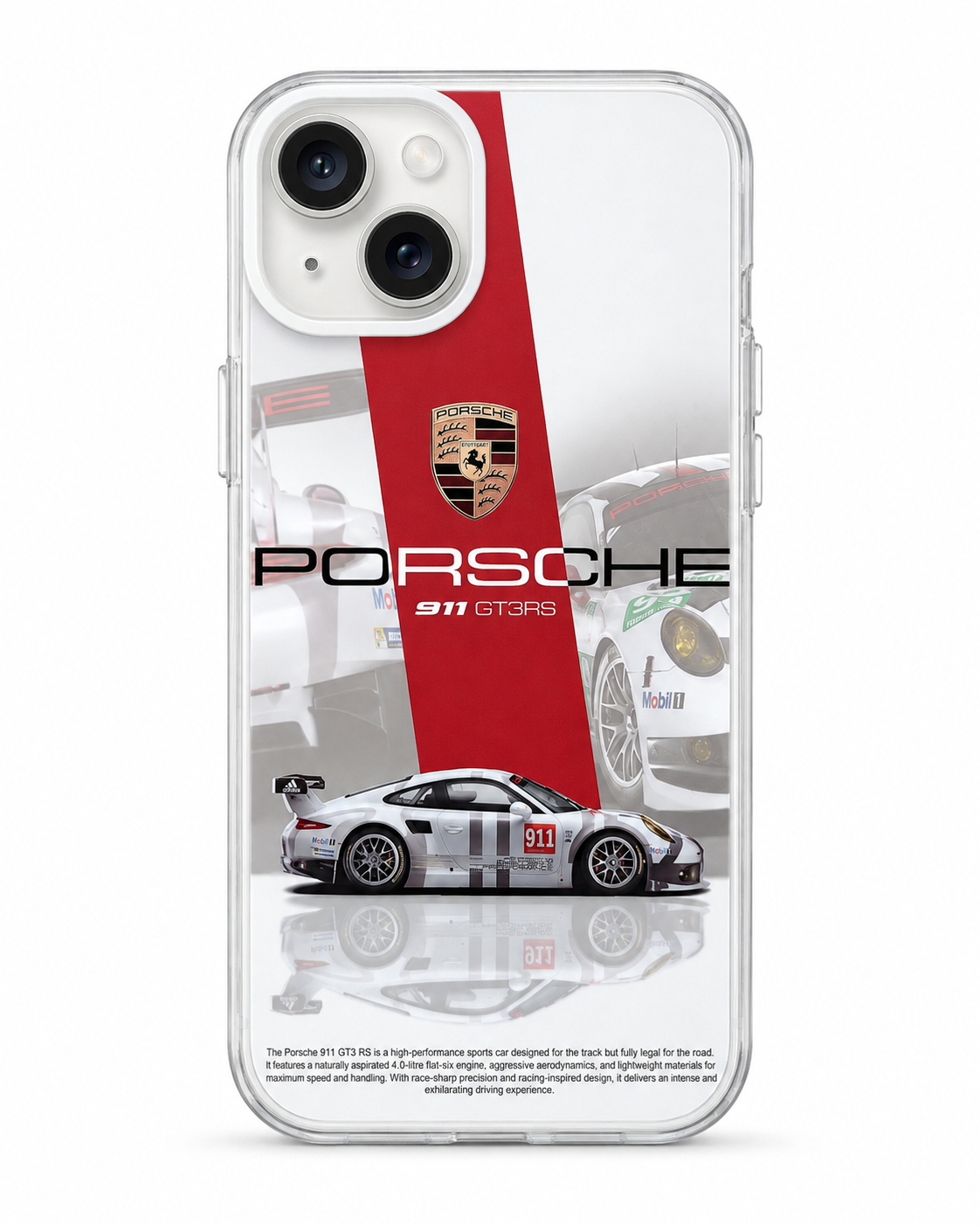 Porsche Inspired 911 GT3 RS Clear Case for iPhone – Racing Design Shockproof Cover