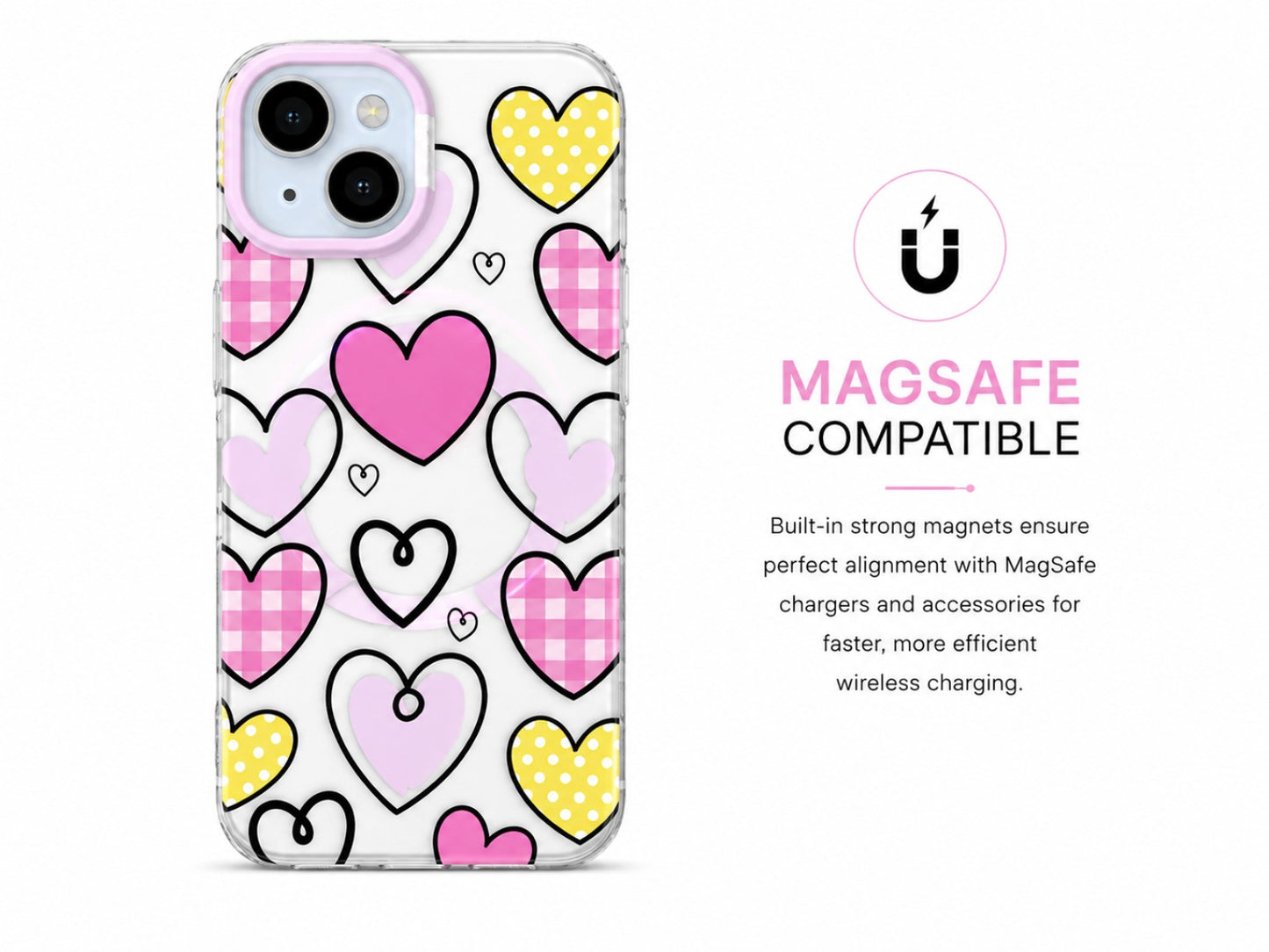 Love Hearts MagSafe Clear Case – iPhone 15