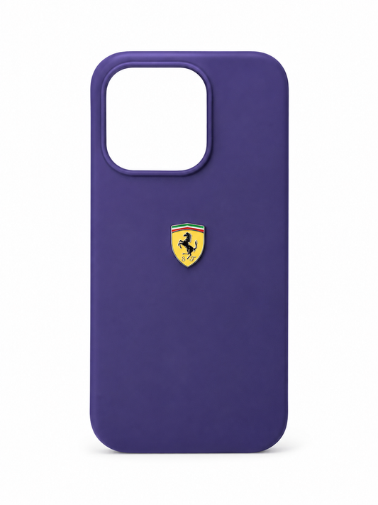Ferrari Minimalist Purple Logo liquid silicone Case for iPhone 15 Pro