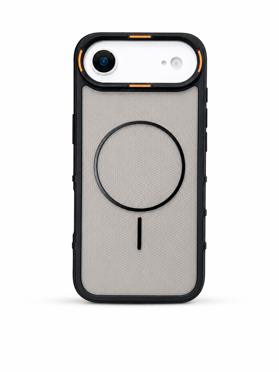 iPhone 17 Air MagSafe Transparent Armor Case – Black & Orange
