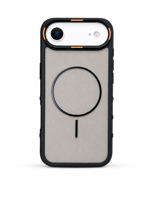 iPhone 17 Air MagSafe Transparent Armor Case – Black & Orange