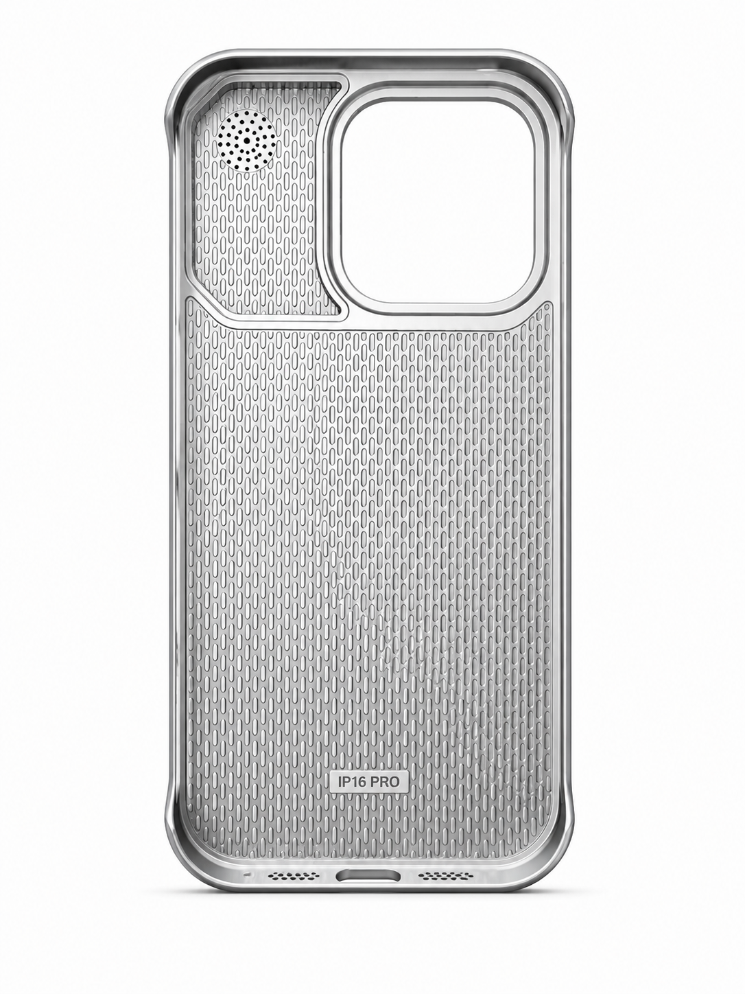 Premium Leather & Metal Frame Case for iPhone 16 Pro – Black & Silver