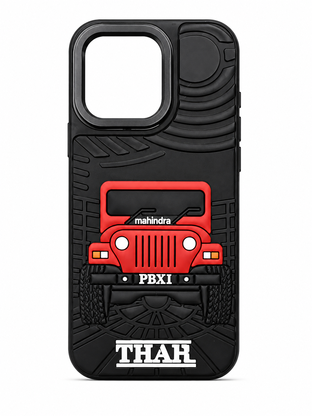 Mahindra Thar 4x4 Off-Road Case for iPhone 16 Pro – Black & Red