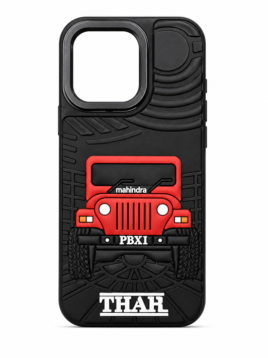 Mahindra Thar 4x4 Off-Road Case for iPhone 16 Pro – Black & Red
