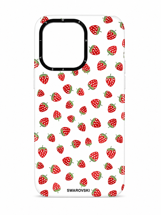 Strawberry Print White Case for iPhone 16 Pro