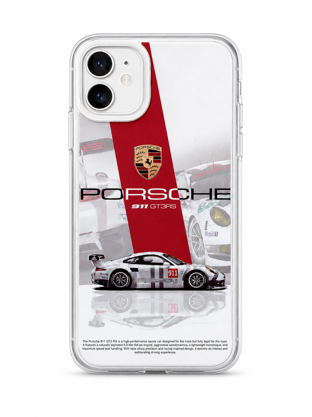 Porsche Inspired 911 GT3 RS Clear Case for iPhone – Racing Design Shockproof Cover