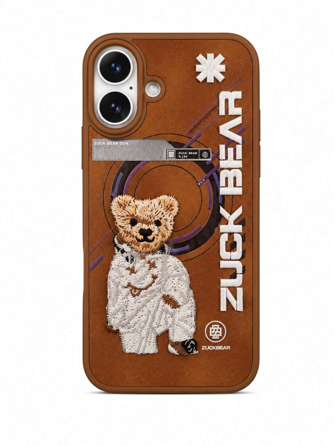 Zuck Bear Embroidered Brown mobile Case for iPhone 16