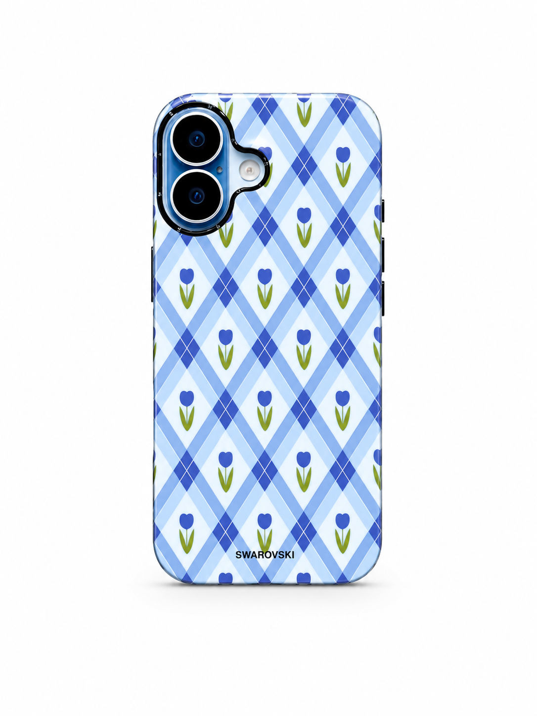 iPhone 17 Blue Tulip Checkered Printed Case