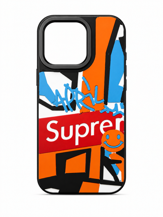 Supreme Graffiti Street Art Case for iPhone 16 Pro – Orange & Blue