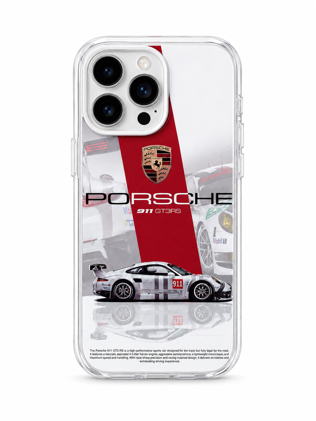 Porsche Inspired 911 GT3 RS Clear Case for iPhone – Racing Design Shockproof Cover