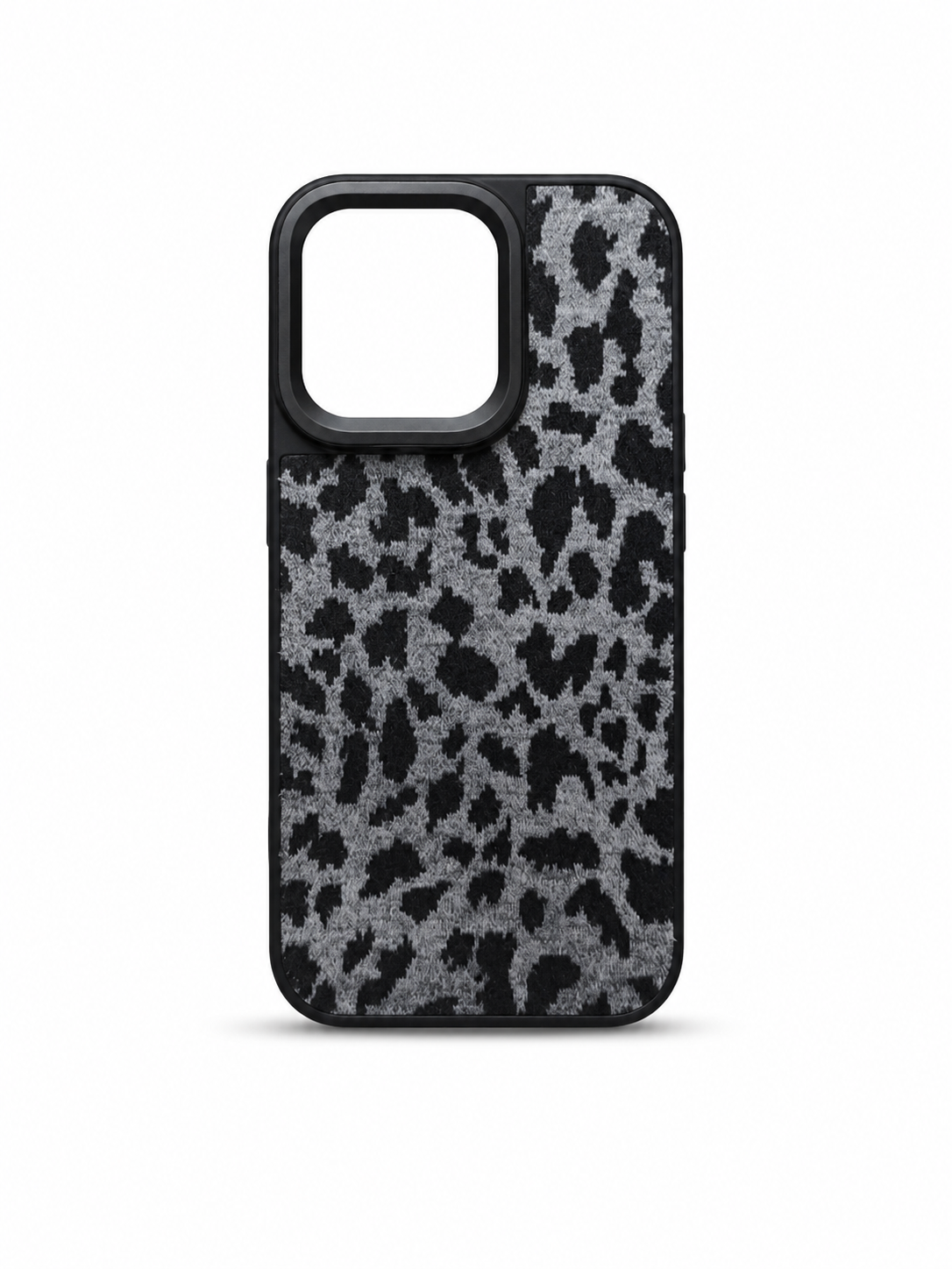 iPhone 15 Pro Grey Leopard Fabric Case