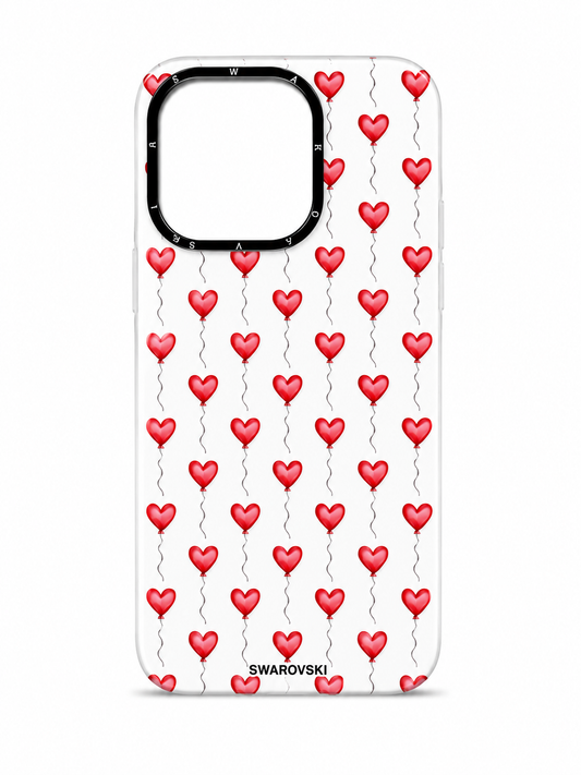 Red Heart Balloon Print Case for iPhone 16 Pro