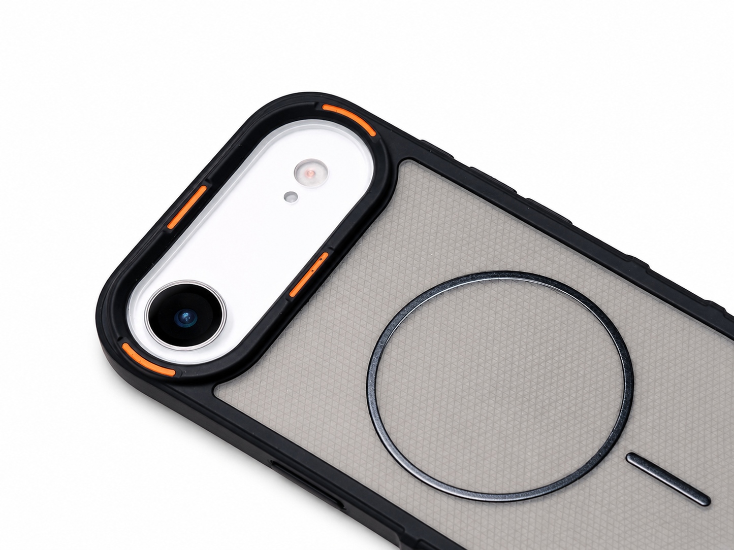 iPhone 17 Air MagSafe Transparent Armor Case – Black & Orange