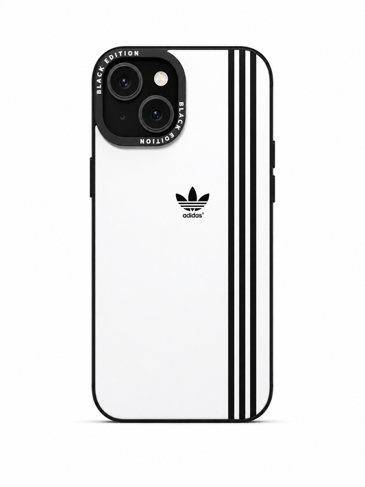 Adidas 3-Stripes Black & White Case for iPhone 15