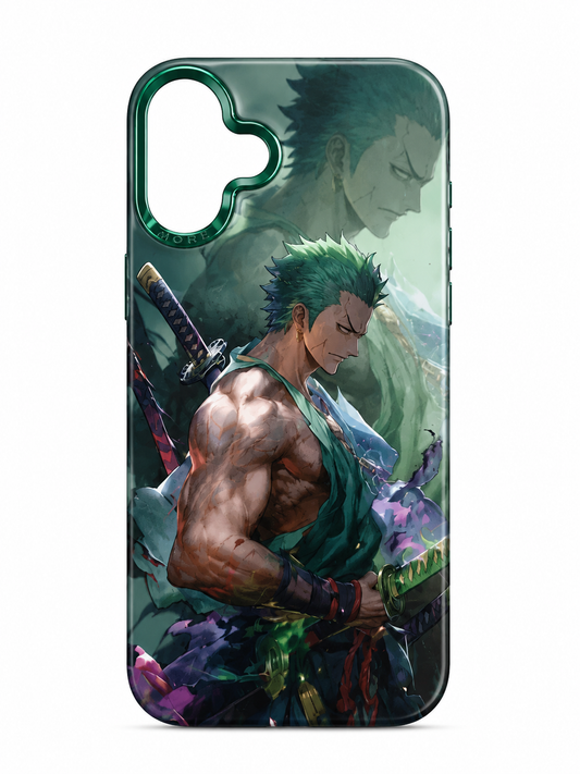 Zoro Swordsman Anime Premium Case for iPhone 16 Plus – Green