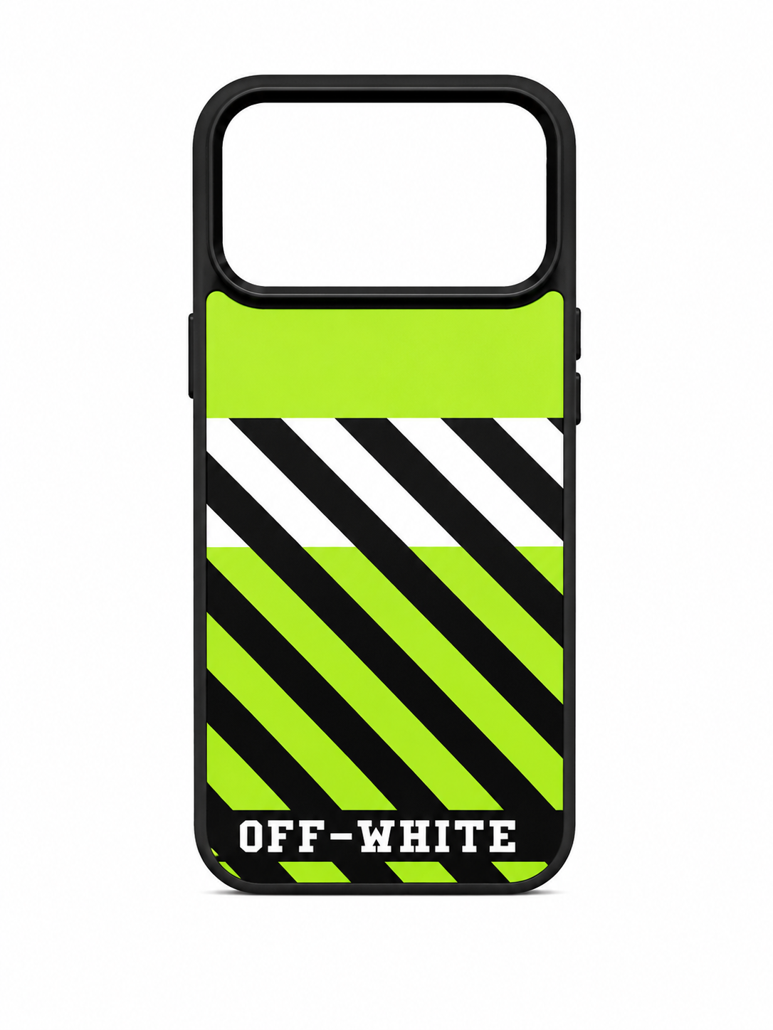 Off-White Neon Green Stripe Case for iPhone 17 Pro Max