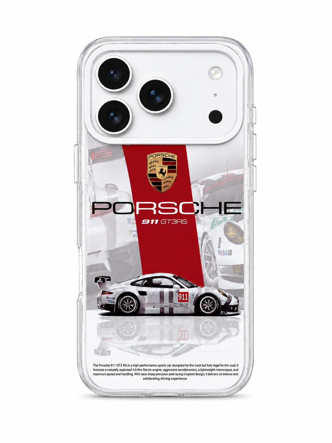 Porsche Inspired 911 GT3 RS Clear Case for iPhone – Racing Design Shockproof Cover