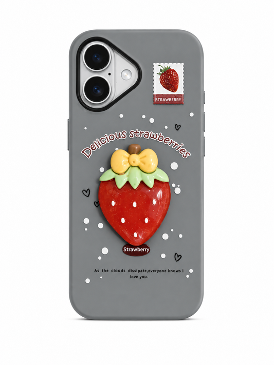 3D Strawberry Bow Case for iPhone 16